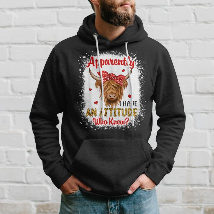 Bleached Highland Cow Apparently I Have An Attitude Who Knew Hoodie Gifts for Him
