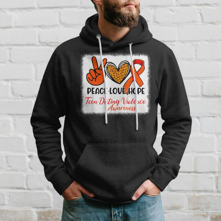 Bleached Peace Love Hope N Dating Violence Awareness Hoodie Gifts for Him