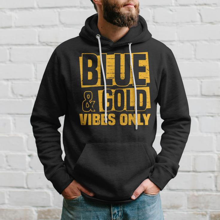 Blue And Gold Vibes Only School Tournament Team Cheerleaders Hoodie Gifts for Him