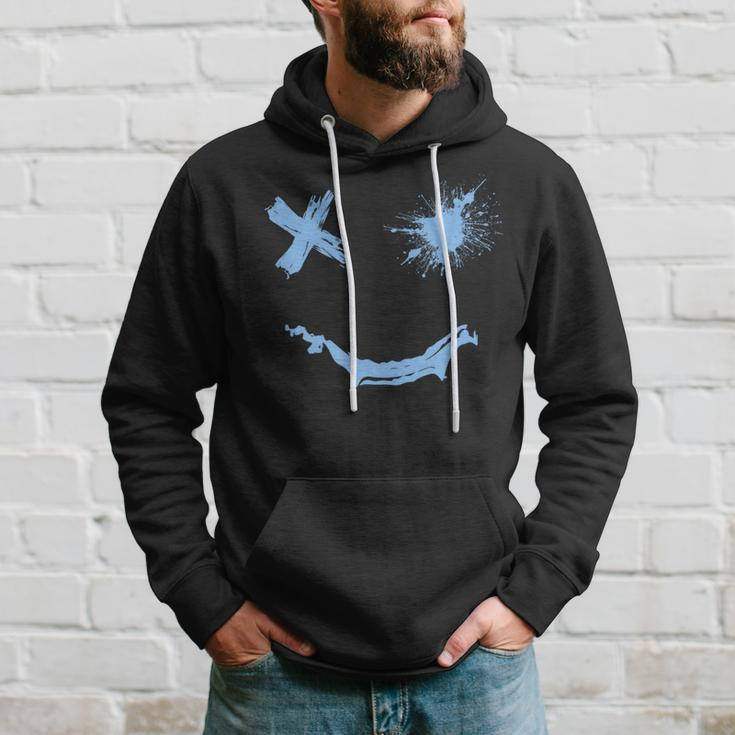 Blue Grunge Smile Blue Color Graphic Hoodie Gifts for Him