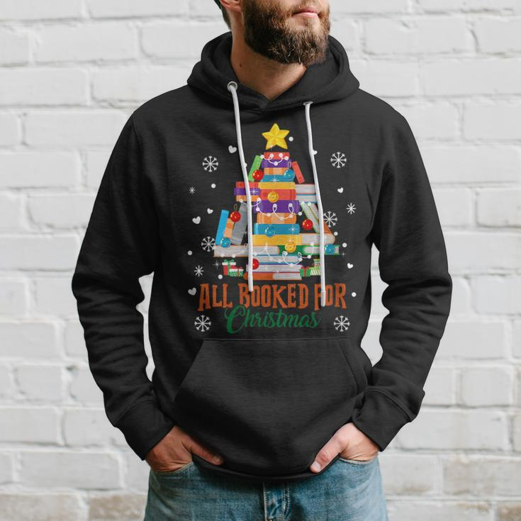 All Booked For Christmas Tree Books Librarian Bookworm Hoodie Gifts for Him