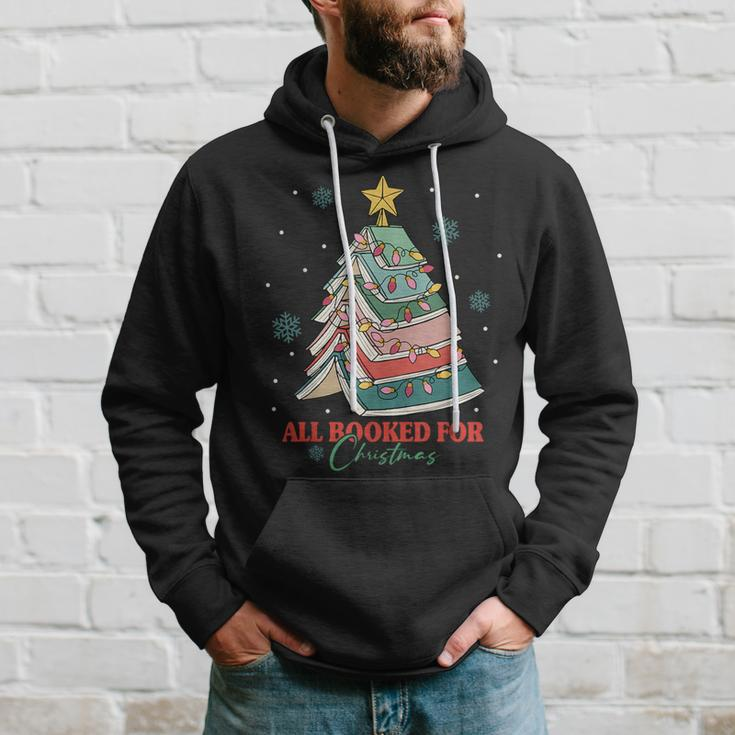 All Booked For Christmas Xmas Tree Holiday Pajamas Retro Hoodie Gifts for Him