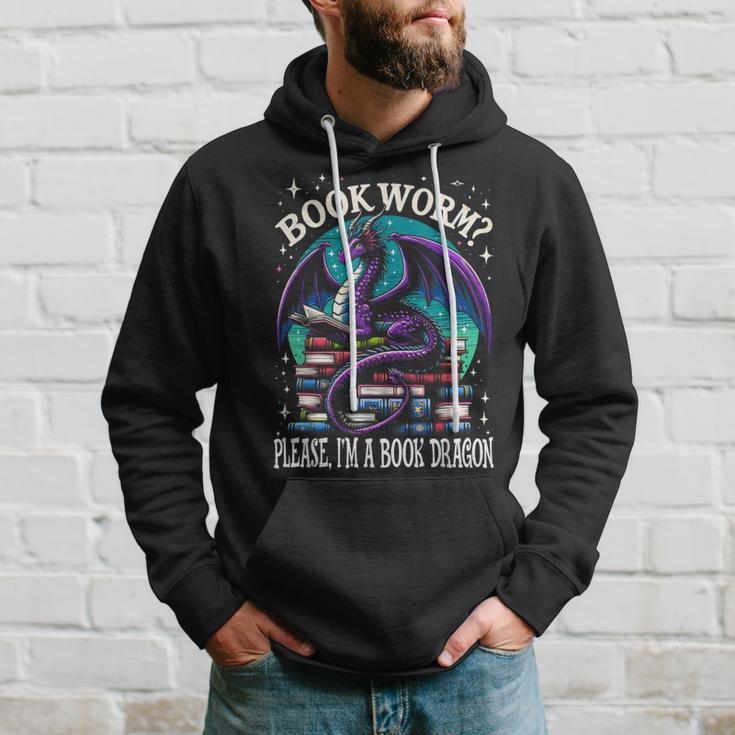 Bookworm Please I'm A Book Dragon Distressed Dragons Books Hoodie Gifts for Him
