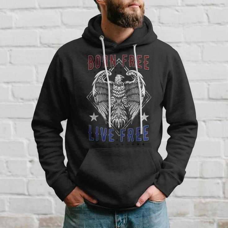 Born Free Live Free Eagle Wingspan Stamp Hoodie Gifts for Him
