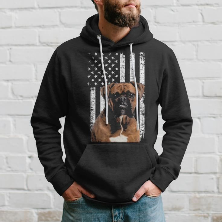 Boxer Dog American Flag Boxer Dad With Us Flag Hoodie Gifts for Him