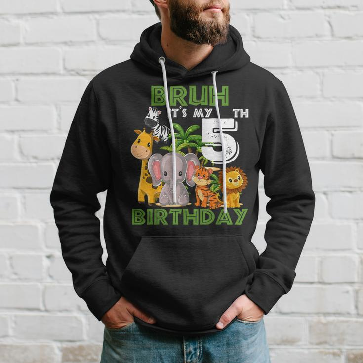 Bruh It's My 5Th Birthday Safari Jungle 5 Years Old Zoo Hoodie Gifts for Him