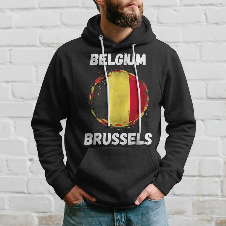 Brussels Belgium Retro Vintage Belgian Flag Souvenirs Hoodie Gifts for Him