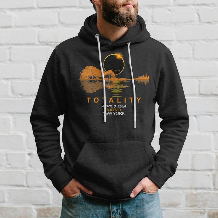 Buffalo New York Total Solar Eclipse 2024 Guitar Hoodie Gifts for Him