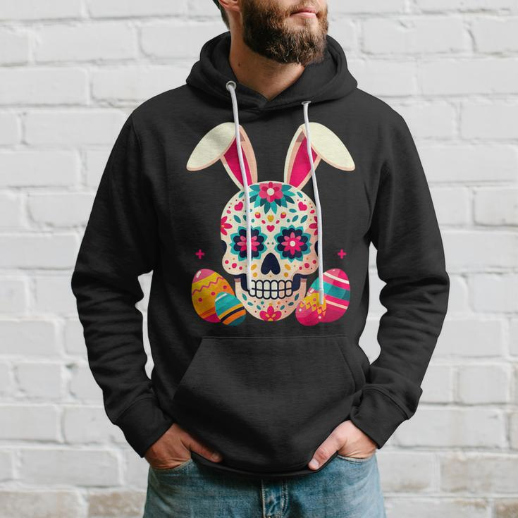Bunny Sugar Skull Rabbit La Catrina Easter Day Of Dead Hoodie Gifts for Him