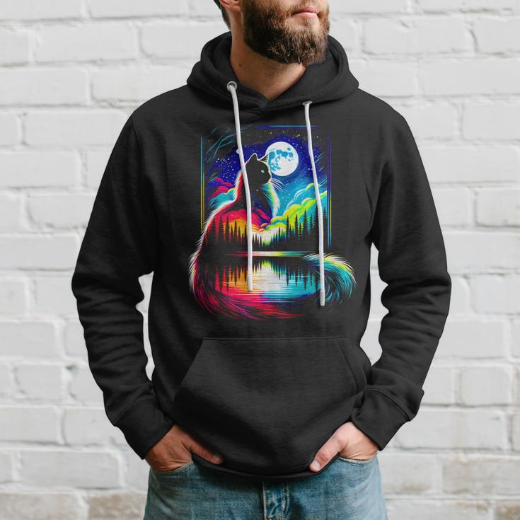 Bunte Katze Geist Tier Katze Besitzer Coole Illustration Kunst Hoodie Geschenke für Ihn