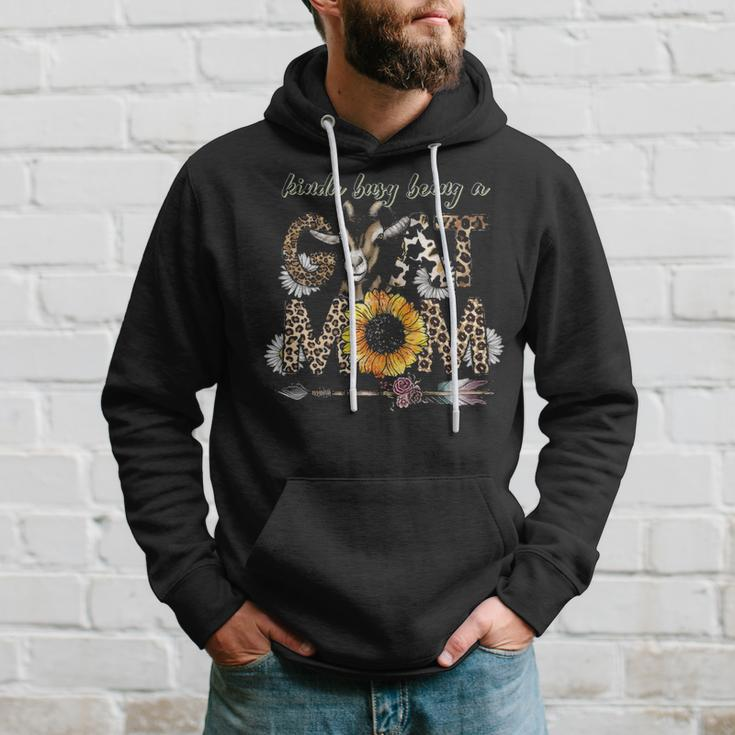 Busy Being Goat Mom Cute Mama Farm Animal Sunflower Leopard Hoodie Gifts for Him