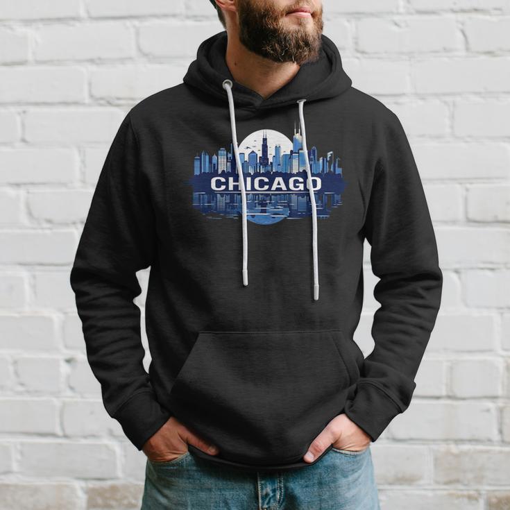 Chicago City Downtown Skyline Hoodie Gifts for Him