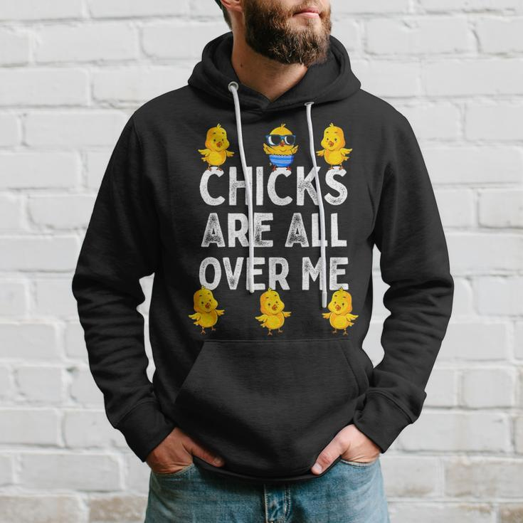 Chicks Are All Over Me Easter Baby Chicken Kids Boys Hoodie Gifts for Him
