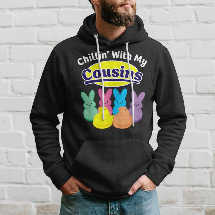 Chillin With My Cousins Colorful Bunnies Easter Girls Boys Hoodie Gifts for Him