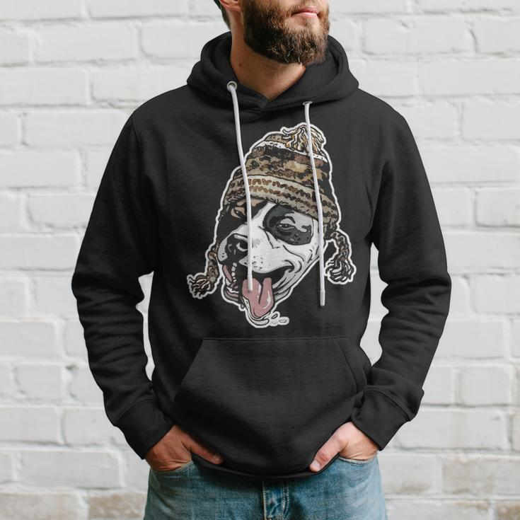 Chillin' Pit Bull Wearing Winter Beanie Hoodie Gifts for Him