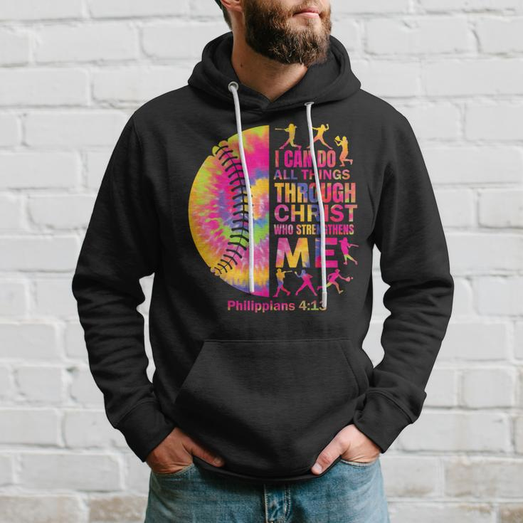 Christian Softball I Can Do All Things Religious Girls Women Hoodie Gifts for Him