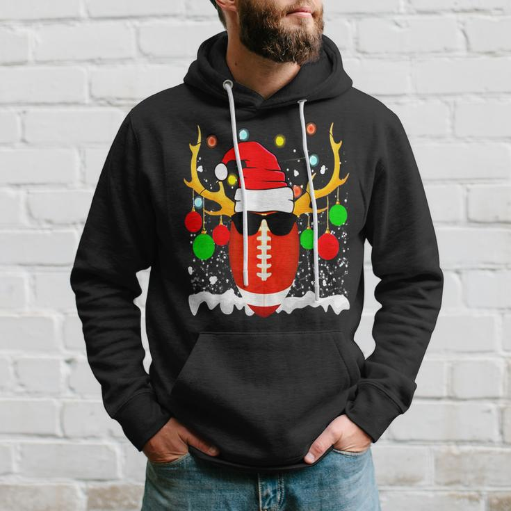 Christmas Football Santa Hat Sports Xmas Team Lovers Holiday Hoodie Gifts for Him