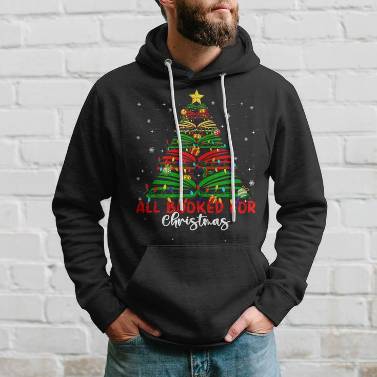 Christmas Tree All Booked For Christmas Book Xmas Lights Hoodie Gifts for Him