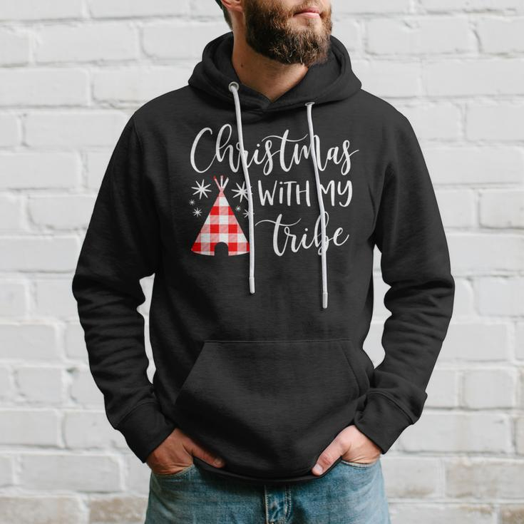 Christmas With My Tribe Family Pajamas Buffalo Plaid Hoodie Gifts for Him