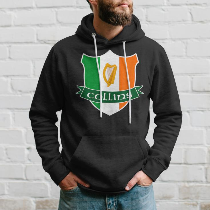 Collins Irish Name Ireland Flag Harp Family Hoodie Gifts for Him