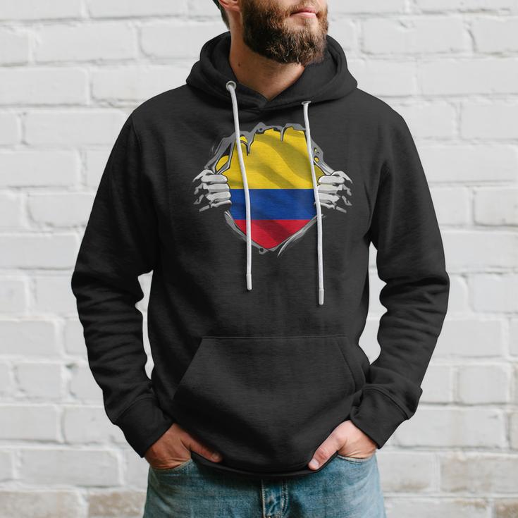 Colombia Flag Superhero Colombian Flag Hoodie Geschenke für Ihn