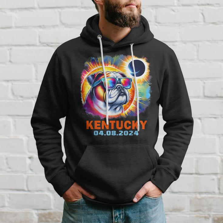 Colorful Bulldog Total Solar Eclipse 2024 Kentucky Hoodie Gifts for Him