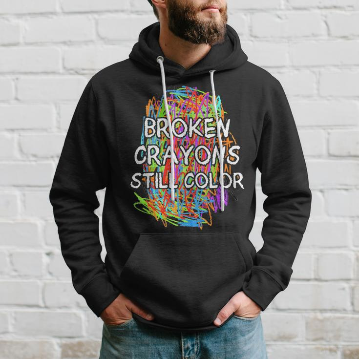 Colorful Mental Health Supporter Broken Crayons Still Color Hoodie Gifts for Him