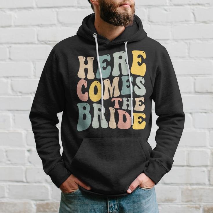 Here Comes The Bride Aesthetic Trend Words On Back Hoodie Gifts for Him