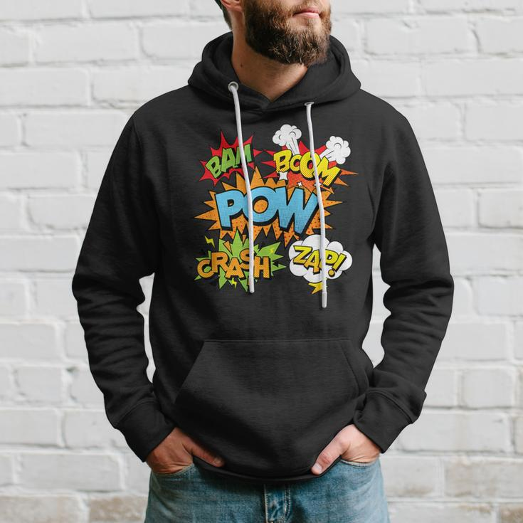 Comic Book Bam Pow Crash Boom Zap Bubbles In Bright Colors Hoodie Gifts for Him