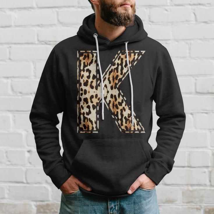 Cool Letter K Initial Name Leopard Cheetah Print Hoodie Gifts for Him