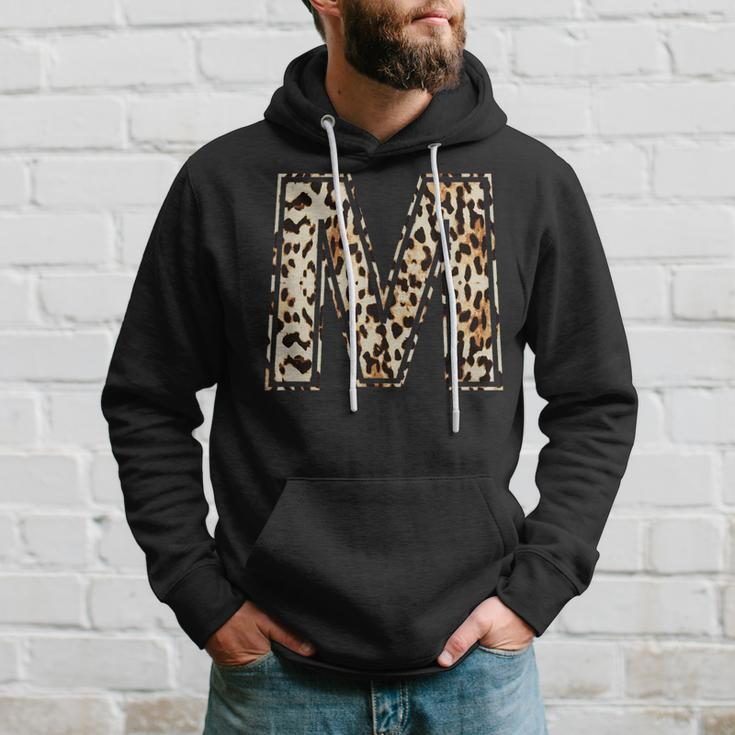 Cool Letter M Initial Name Leopard Cheetah Print Hoodie Gifts for Him