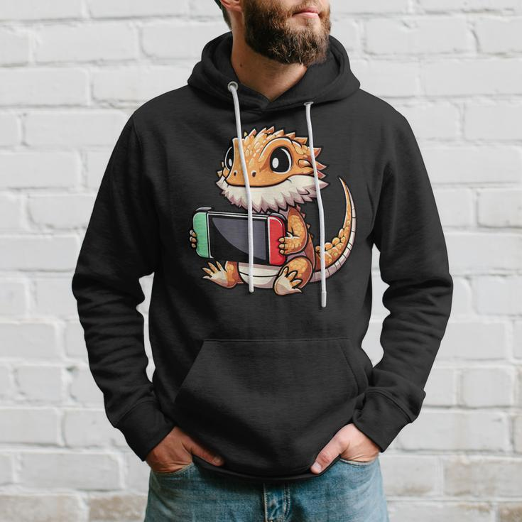 Cute Bearded Dragon Playing Video Games Gamer Hoodie Gifts for Him