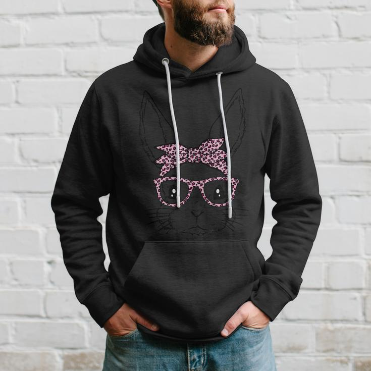 Cute Bunny Rabbit Face With Leopard Glasses Bandana Easter Hoodie Gifts for Him