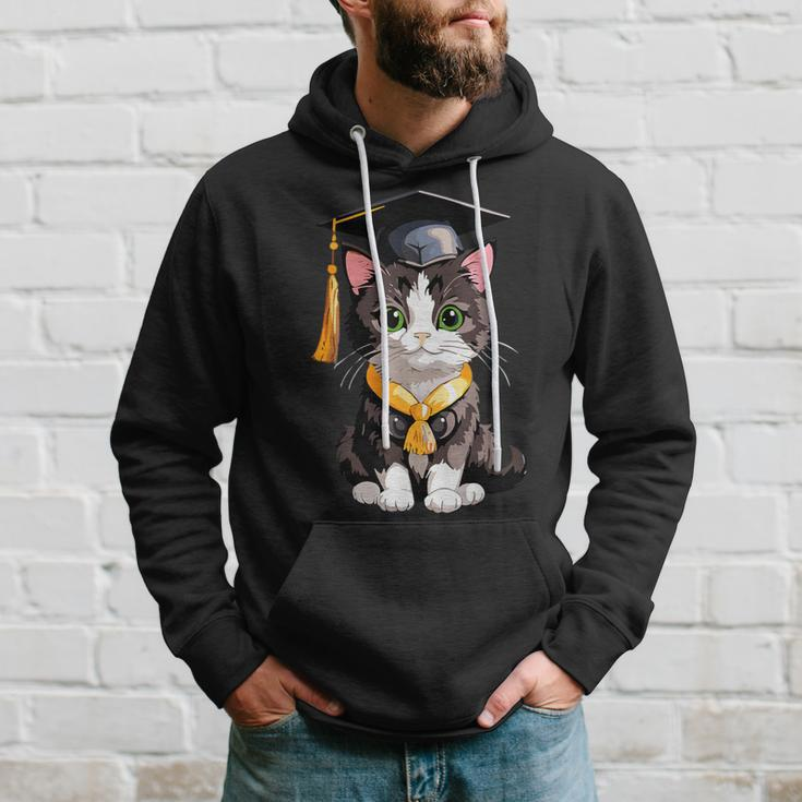 Cute Graduation Cat Colorful Kitty Kitten Grad Celebration Hoodie Gifts for Him