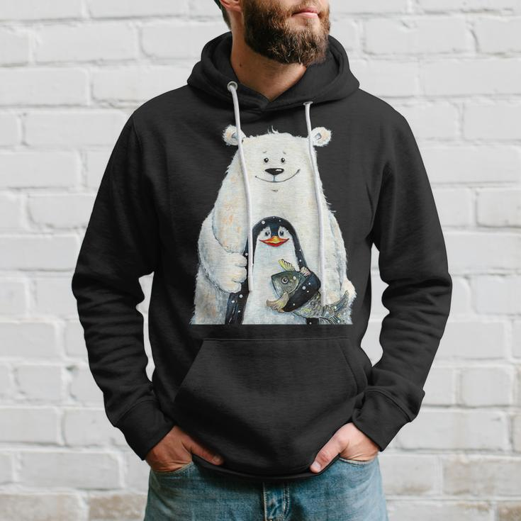 Cute Polar Bear And Penguin Bird Fish Lovers Animal Friends Hoodie Gifts for Him