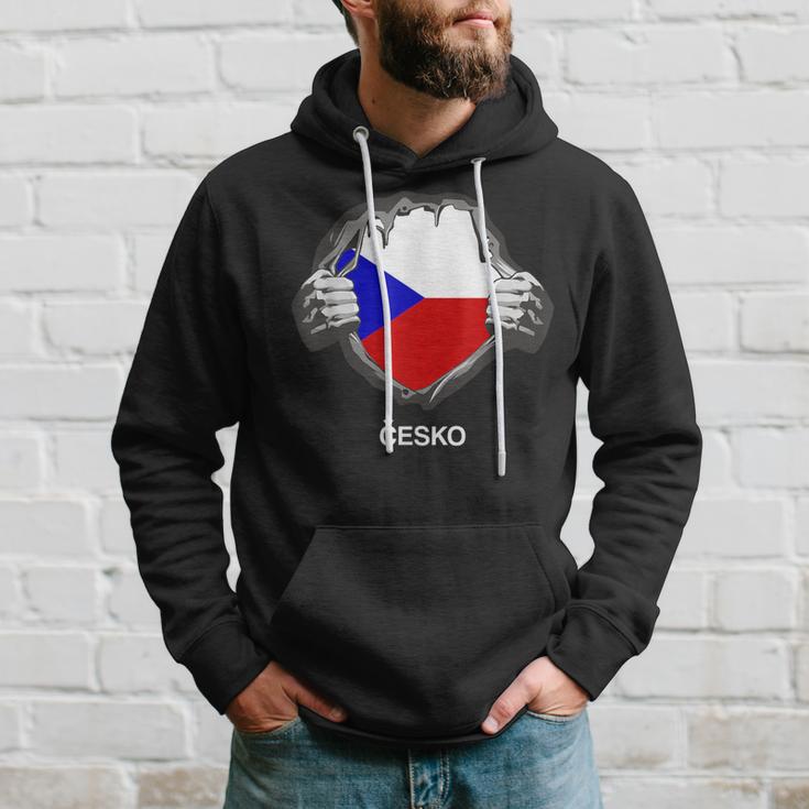 Czech Flag Cesko Heart Pride Roots Hoodie Geschenke für Ihn