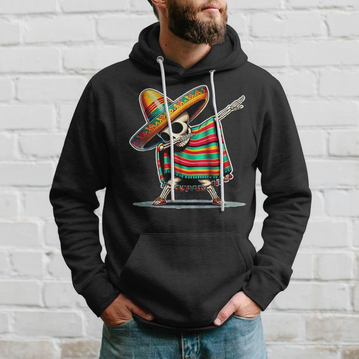 Dabbing Mexican Skeleton Poncho Cinco De Mayo Let's Fiesta Hoodie Gifts for Him