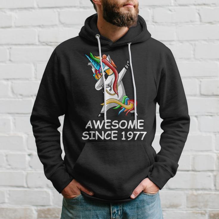 Dabbing Unicorn Awesome Since 1977 Birthday Hoodie Gifts for Him