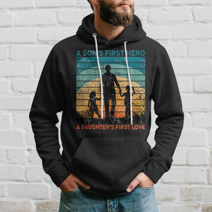 Dad Son's First Hero Daughter Love For Fathers Day Hoodie Gifts for Him
