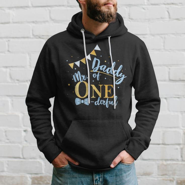 Daddy Of Mr One-Derful Party Blue-Gold Dad Boy 1St Birthday Hoodie Gifts for Him
