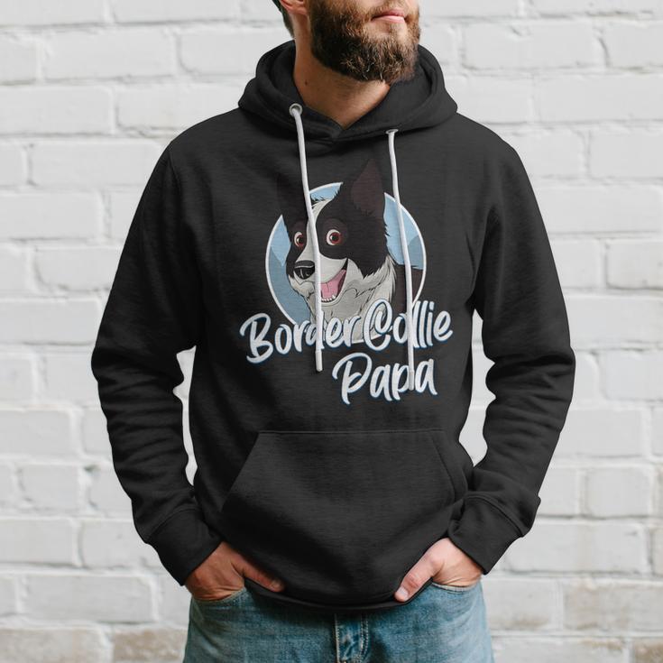 Damen Border Collie Papa Mit Comic Zeichnung Herren Mit-Ausschnitt Kapuzenpullover Geschenke für Ihn