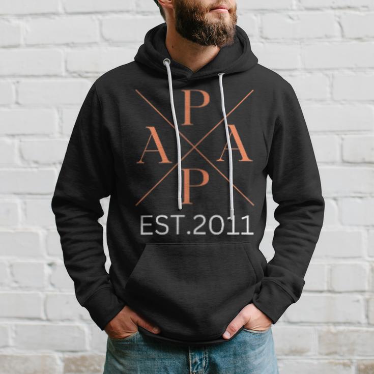 Damen Lustiger Papa Est 2011 Papa Seit 2011 Papa 2011 Mit-Ausschnitt Kapuzenpullover Geschenke für Ihn