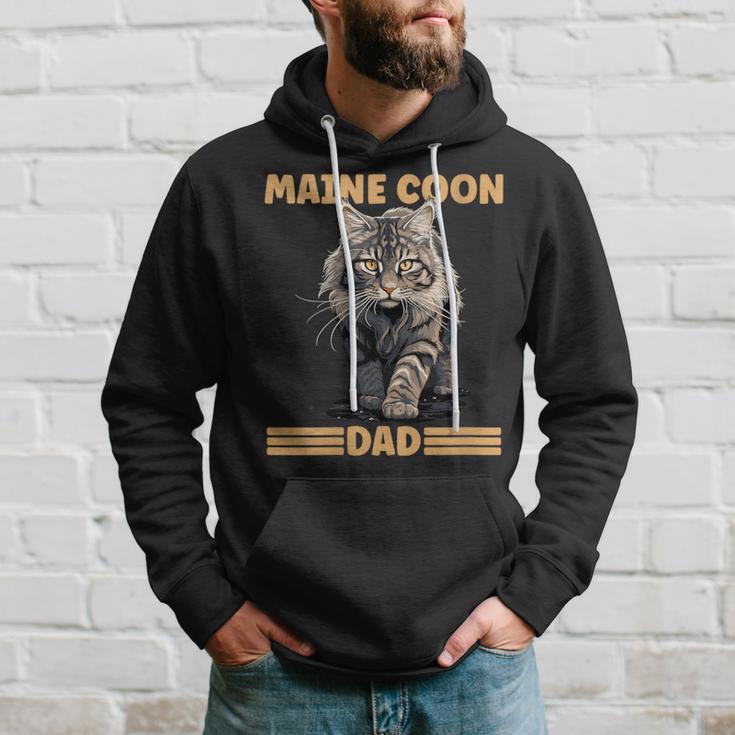 Damen Maine Coon Papa Katzenliebhaber Maine Coon Dad Mit-Ausschnitt Kapuzenpullover Geschenke für Ihn