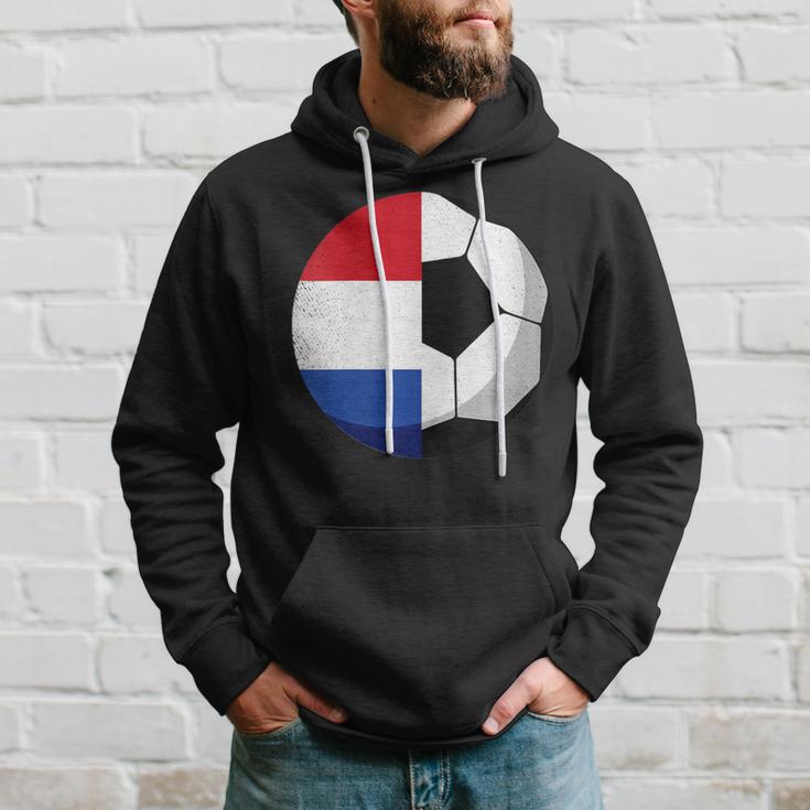 Damen Niederlande Flagge Niederländischer Papa Fußballtorwart Mit-Ausschnitt Kapuzenpullover Geschenke für Ihn