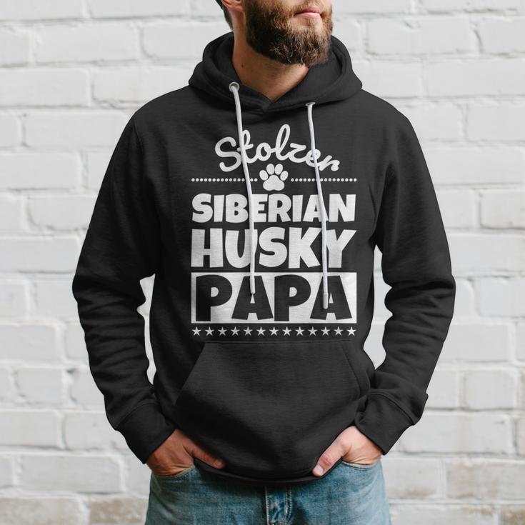 Damen Stolzer Siberian Husky Papa Mit-Ausschnitt Kapuzenpullover Geschenke für Ihn