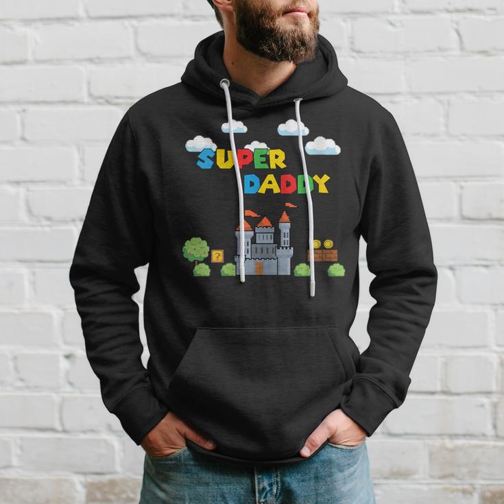 Damen Super Papa Gamer Daddy Super Daddi Mit-Ausschnitt Kapuzenpullover Geschenke für Ihn