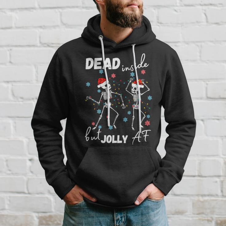 Dancing Skeleton Dead Inside But Jolly Af Christmas Costume Hoodie Gifts for Him