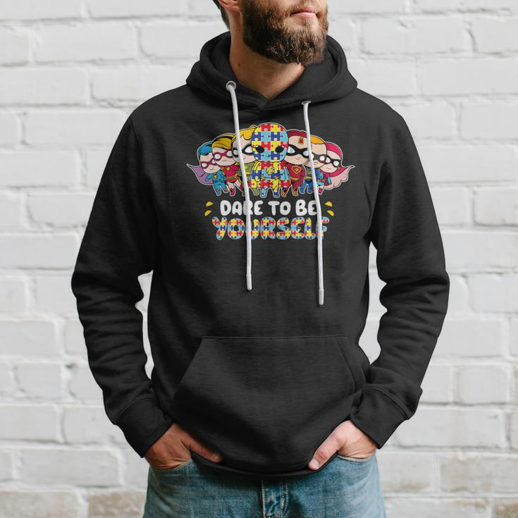 Dare To Be Yourself Autism Awareness Superheroes Hoodie Gifts for Him