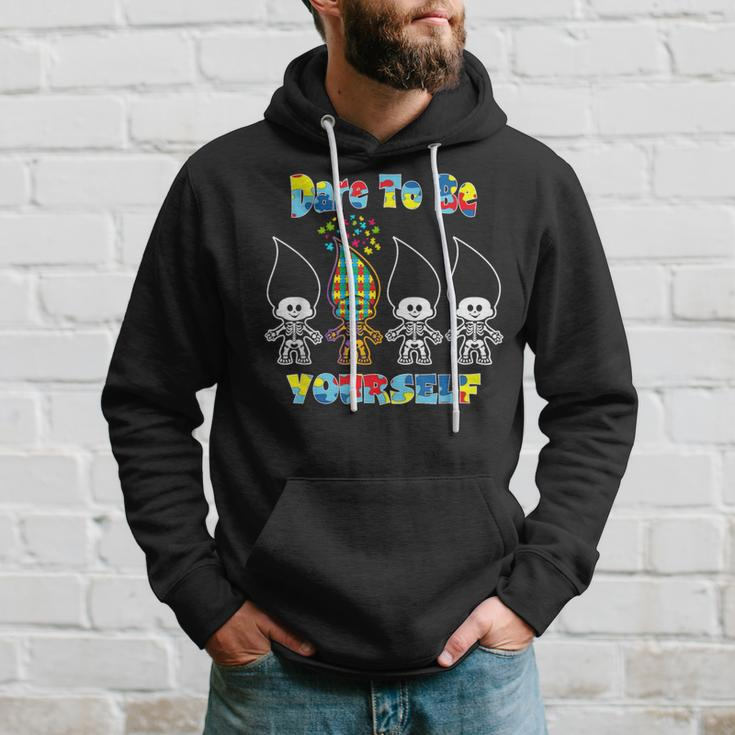 Dare To Be Yourself Puzzle Piece Cool Autism Awareness Hoodie Gifts for Him