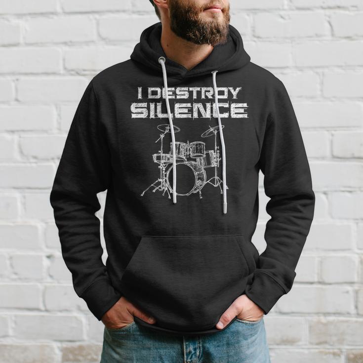 I Destroy Silence Drums Drummer Hoodie Gifts for Him